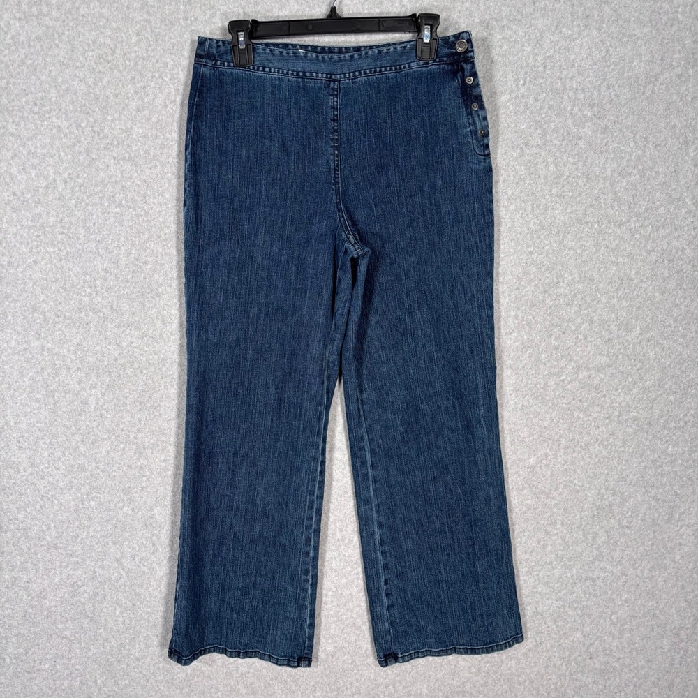 Vintage Talbots Wide Leg‎ Sailor Trouser Jeans Size 10P Nautical Stretch Preppy